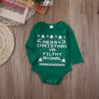 0-18 M Priložnostne Božič Novorojenega Dojenčka Baby Boy Girl Obleka z Dolgimi Rokavi Bombaž Mehka Oblačila, Obleke