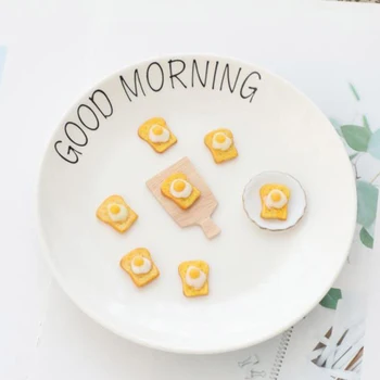 1:12 Dollhouse Miniature Fried Eggs With Toast Decorative Craft Toys Accessories