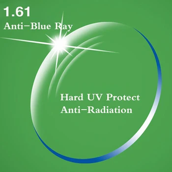 1.61 Indeks Ultra Tanek CR-39 Asferični Optični Recept Objektiv Kratkovidnost Presbyopia UV Zaščito Anti-Modri Žarki Anti-Sevanje