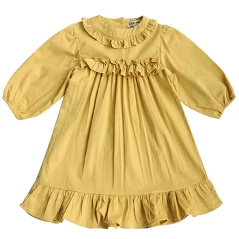1-6Y Malčka Otroci Baby Dekleta Oblačenja Ruffles Long Sleeve Solid Stranka Priložnostne Princesa Obleko Dekleta Obleke Obleke