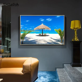 1 Kos Plaže In Modro Nebo Krajine Wall Art Slik, ki jih dnevno Sobo Sodoben Dom Dekor, Plakati, HD Platna Slike