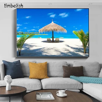 1 Kos Plaže In Modro Nebo Krajine Wall Art Slik, ki jih dnevno Sobo Sodoben Dom Dekor, Plakati, HD Platna Slike