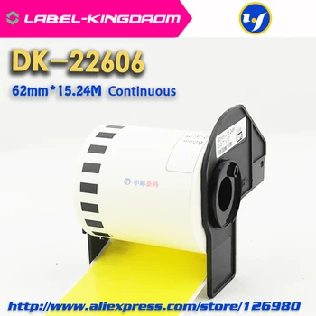 1 Zvitkih Združljiv DK-22606 Rumena Film Oznako 62mm*15.24 M Neprekinjeno Združljiv Za Brother Tiskalnik, ki Prihajajo S Plastično držalo