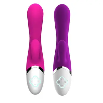10 Vibracije Načini Zajec G Spot Vibrator za Klitoris Stimulacije Dvojno Motornih Ogrevanje Massager za Ženske Pari A6HC