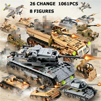 1061PCS Tank gradniki Igrače Mini številke Vozila, Zrakoplove, Fant Izobraževalne Blok Vojaške Združljiv LegoINGlys Opeke