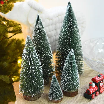 10PCS 10 cm Mini Sneg Božično Drevo Palico, Belo Cedre Namizje Majhno Božično Drevo Okraski, Blago DIY