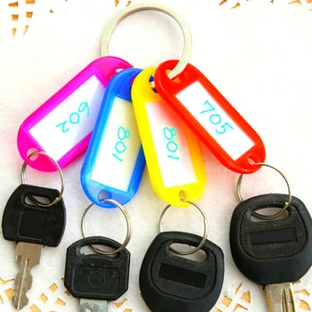 10Pcs Plastičnih Keychain Prazno Key Ring DIY Ime Oznake Za Prtljago Papir Vstavite Tags Prtljage Mix Barve Ključnih Verige Pribor 7C1468