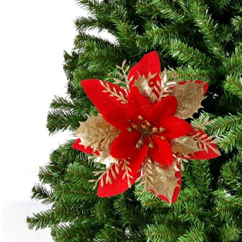 10pcs Umetno Božično Cvetje Bleščice Ponaredek Cvetje Merry Christmas Tree Okraski Domov DIY Božič Darilo Ornament Navidad 2020
