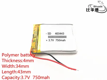 10pcs/veliko 3,7 V 750mAh 403443 Litij-Polymer Li-Po baterija li ionska Baterija za Polnjenje celic Za Mp3, MP4 MP5 GPS