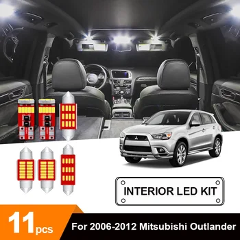 11 x Bela Canbus Avtomobilske LED Notranjosti registrske Tablice Lahka za Branje Strop Tovora Lučka Paket Komplet Za 2006-2012 Mitsubishi Outlander