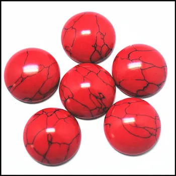12pcs rdeče turquoisee kamen cabochons velikosti 20 mm okroglo obliko svoboden kroglice oprema diy nakit ugotovitve in nakit komponente