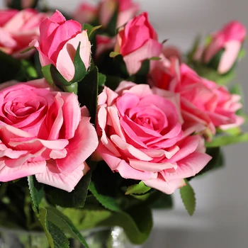 15 Kosov Vrtnice Umetno Cvetje, Poročni Kombinacija Več barv cvetja za Vrtno zabavo Dekoracijo