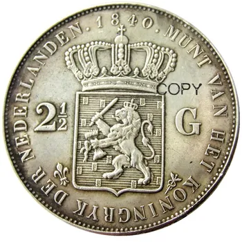 1840 Nizozemska 2.5 Gulden Silver Plated Kopija Kovanca
