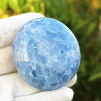 1PC Naravnih Polirani Modra Celestite Kristalno Gem Palm Kamen Vzorec Zdravljenja Dekor Naravni Kamni in Minerali