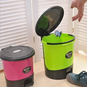 1PC Ustvarjalne Lep Velike Gospodinjske Smeti za Kuhinjo in Wc posode za Odpadke Plastiko Pedal Dustbin s pokrovom KP 001