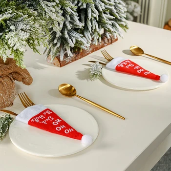 1Pcs Božič Mini Kape Jedilni pribor Pokrov ležišča Žepni Nož, Vilice, Žlica Paket Božično Mizo Dekoracijo za Dom Božič Dobave