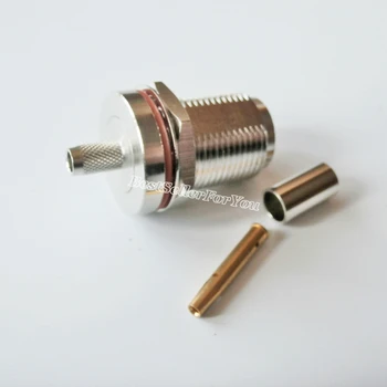 1Pcs Priključek N ženski jack pregrado, na primer s spajkanjem pin crimp RG174 RG316 LMR100 Kabel