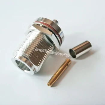 1Pcs Priključek N ženski jack pregrado, na primer s spajkanjem pin crimp RG174 RG316 LMR100 Kabel