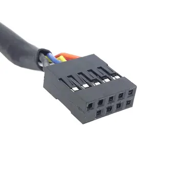 1PCS/veliko Stackable Dvojno USB 2.0 Tip A Ženski Motherboard 9 Pin Header Kabel z Vijakom Plošča Luknje 50 cm