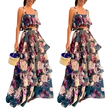2 Kos Določa Vrhovi In Krilo Pomlad Jesen Afriki Oblačila Dolgo Obleko Maxi Obleko Visoka Kakovost Modnih Tiskanje Afriške Obleko Lady