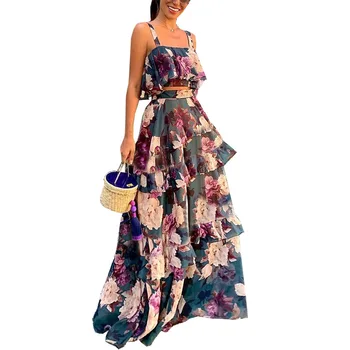 2 Kos Določa Vrhovi In Krilo Pomlad Jesen Afriki Oblačila Dolgo Obleko Maxi Obleko Visoka Kakovost Modnih Tiskanje Afriške Obleko Lady