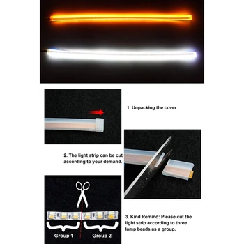 2 Kos Univerzalna Avto LED DRL Dnevnih Svetlobni Tok Teče Smerniki LED Trak Zavore Teče Luči za Avtomobile Nepremočljiva