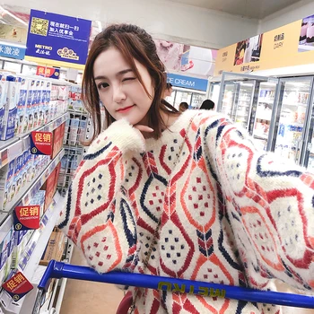 2018 nove leni veter korejska različica svoboden debele dolg pulover