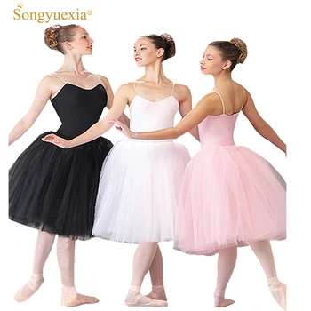 2018 Odraslih Romantični Balet Tutu Vajo Praksi Krilo Swan Kostum za Ženske Dolgo Til Obleko Belo roza črne barve krilo