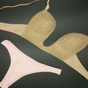 2018 venera počitnice bikini komplet bling kamni seksi kopalke kristalno nosorogovo kopalke plažo ženske kopalke novo biquini