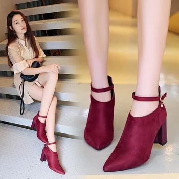 2019 Nov slog Evropski in Ameriški Modni Stil Trdna Jate Zip Visokih Petah Ženske Škornji Seksi Opozoril Shoes554