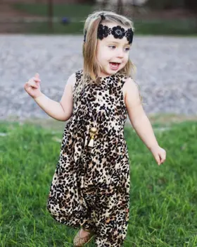 2019 Novo Srčkan Baby Dekleta Leopard Telovnik Romper Jumpsuit Harem Hlače, Bombaž Novorojenčka Svoboden Poletne Obleke Obleke 0-24M