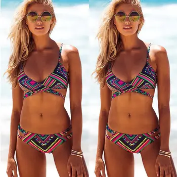 2019 Ženske Po Meri Slog Bikini Komplet Kopalk Povoj Push-Up Oblazinjeni Kopalke Kopalne Plažo