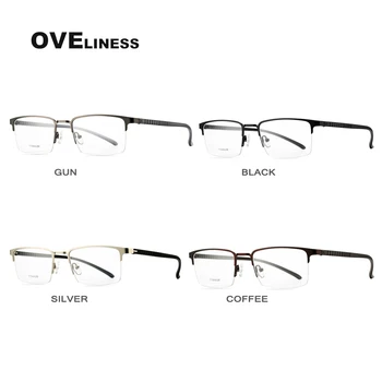 2020 Kvadratnih Titanove Zlitine eye glasses okvir Moških Optična očala za Kratkovidnost Recept stekla Moški Kovinski pol Brezvijačno očala