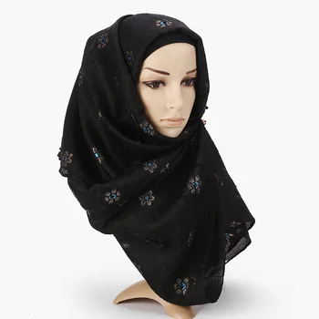 2020 Malezija Muslimanska Oblačila Hidžab Šal Trdna Bombaž Cvet Šal Ženske Headscarf Pripravljen Nositi Hidžab Musulman Femme Foulard