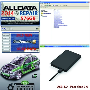 2020 Najnovejši Avto Popravila Alldata Programske Opreme V10.53 programske opreme Mit//chell OD5 usb 3.0 trdi disk vse podatke, DHL brezplačna dostava