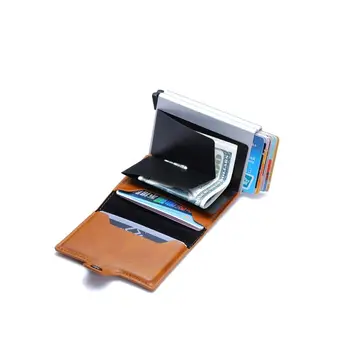 2020 Nov Prihod Poslovnih Imetnik Kreditne Kartice Kovinski RFID Dvojna Alu Kartico Polje PU Usnje Denarnice Vintage 
