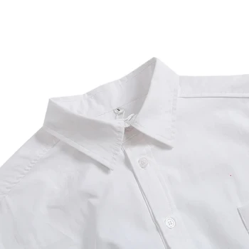 2020 Novo White River Enotni-zapenjanje Dame Majica Bluzo Ženske Plus Velikost Ženske Dolgo sleeved Majico Žep Dekoracijo