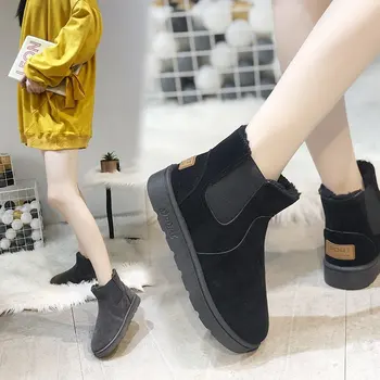 2020 Pozimi Sneg Škornji Mode Set-na Krog-toe Ravnim dnom Velikosti Čevlji Plus Žamet Non-zdrsa so odporni na Obrabo, Nekaj Čevlji