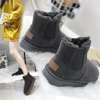 2020 Pozimi Sneg Škornji Mode Set-na Krog-toe Ravnim dnom Velikosti Čevlji Plus Žamet Non-zdrsa so odporni na Obrabo, Nekaj Čevlji