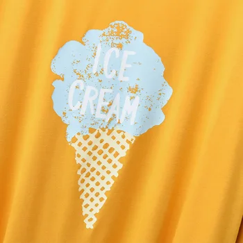 2020 Spomladi In Jeseni Modal Pižamo Ženske Sladoled Natisnjeni Dolgo Sleeved Hlače Veliko Stretch Udobno Spalne Srajce Obleko