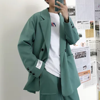 2020 Spomladi In Jeseni Novo Korejska Različica Barva Svoboden Mala Moda Obleko Business Casual Jakno Plašč Siva / Črna/Zelena