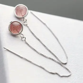 2020 srebrni modni nakit izdelan ročno z naravnimi jagode ms jing dolge rese eardrop srebro s925 sterling srebro uho line