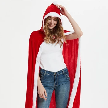 2020 Vroče Prodati Božič Rdeče Mah Dolgo Hooded Plašč, Ogrinjalo Santa Claus Pompom Odpri Prednji Cape Xmas Party Cosplay Kostum