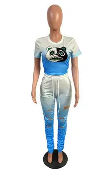 2020 žensk novo poletje živali natisnjena kratka sleeved majico, hlače obleko, dvodelno, šport priložnostne obleko