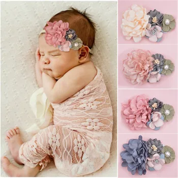 2021 Korejsko Dekle Je Dojenček Glavo Newborn Baby Elastična Princesa Cvetlični Hairbands Otroci Pearl Cvet Sveže Srčkan Slog Lase Accessorie