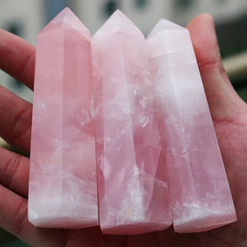 2021 Nov Vroč Modni Naravnih Rock Rose Quartz Crystal Točke Zdravilni Kamen Čiste Barve Obelisk Palico Roza 40-100 MM
