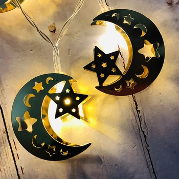 2021 Nove Muslimanske Eid al-Fitr LED Kovanega Železa Star Moon Light Niz Ramadana Festival Dekoracijo za Spalnice Zaprtih Poroko