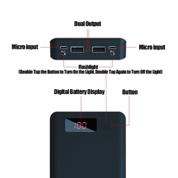 2021 Novi A8 LCD-Zaslon 8x18650 Baterije Primeru Power Shell Banke Polnilnik Polje Brez Baterije