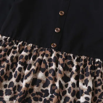 2021 Novo Pomlad Dekle Pomlad Leopard Tiskanja Princesa Obleko z Dolgimi Rokavi Dojencek Dekliška Obleka z Malo Letenje Rokavi