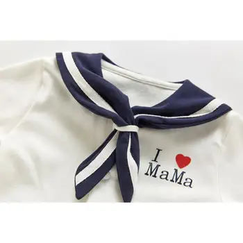 2021 Pomlad Baby Fantje, Igralne Obleke Mornar Ovratnik Todler Fantje Jumpsuits Ljubezen MaMa Novorojenčka Oblačila